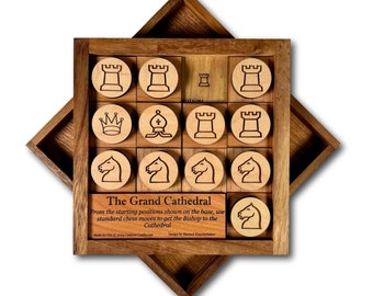 The Grand Cathedral Chess Puzzle, Guide The Bishop Game, Chess Lovers Gift, Chess Decor, Game Room Puzzle, Fun Chess Player Gift, Handmade
