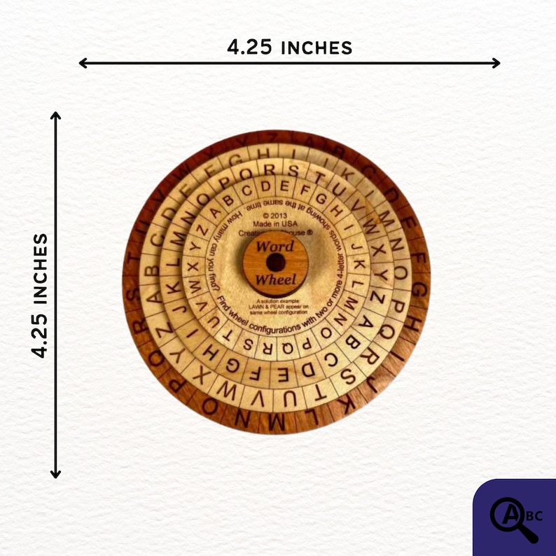 Word Wheel Puzzle configure the wheels such that you have at least two 4-letter words showing at the same time. image 2