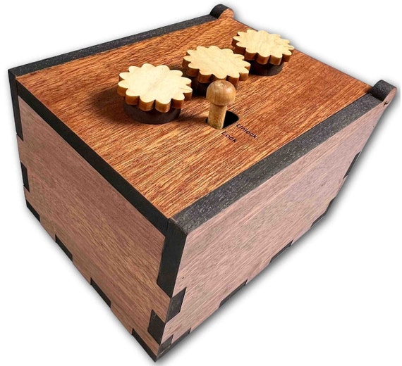 Secret Lock Box Wood Brain Teaser Puzzle - Put a Gift Inside