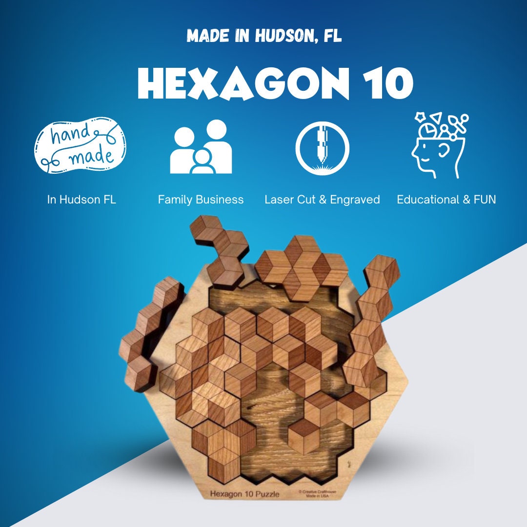 Hexagon 10 Wood Puzzle for Kids 