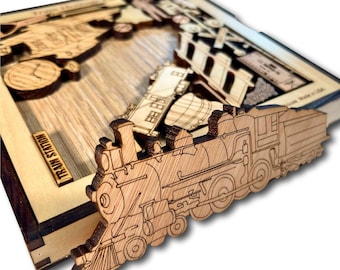 Train Heritage Wood Puzzle - Personalize with a Laser Engraved Name or Message