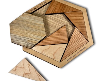 Shutter puzzle for kids - 7 Wooden puzzle pieces - Beginners puzzle gift - Montessori wood toy for 6+ age - Problem solving skills puzzle