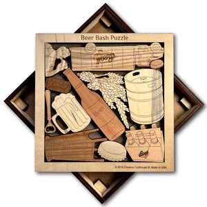 Beer Bash - The Puzzle For Beer Lovers - Brain Teaser - Picture Frame Wooden Puzzle