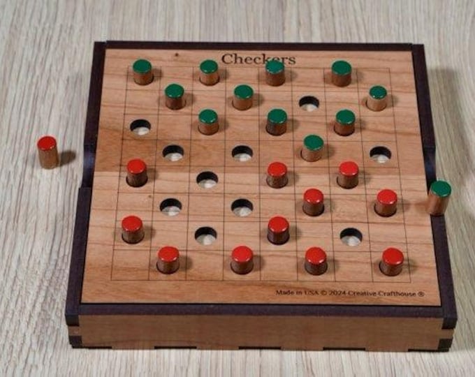 Personalizable Two-Player Checkers Board Game - Handcrafted in Florida by Creative Crafthouse