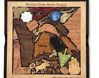 Wicked Good Maine Puzzle - artistic and challenging gift- can be personalized