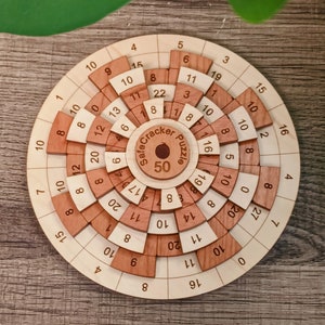 Safecracker 50 Puzzle, Difficult Math Puzzle, Wood Math Game, Rotating Math Gift, Challenging Brain Teaser, Wood Puzzle For Adults, Wheel