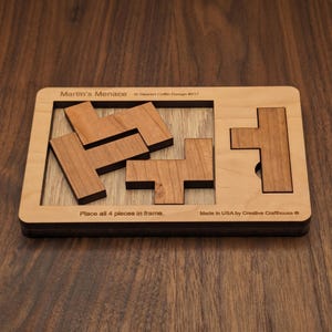 Impossible Puzzle For Adults, Martins Menace Wooden Brain Teaser, 4 Piece Puzzle, Extremely Hard Puzzle, Difficult Puzzle, Birthday Gift