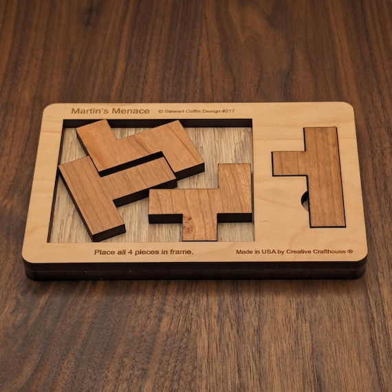 Impossible Puzzle For Adults, Martins Menace Wooden Brain Teaser, 4 Piece Puzzle, Extremely Hard Puzzle, Difficult Puzzle, Birthday Gift