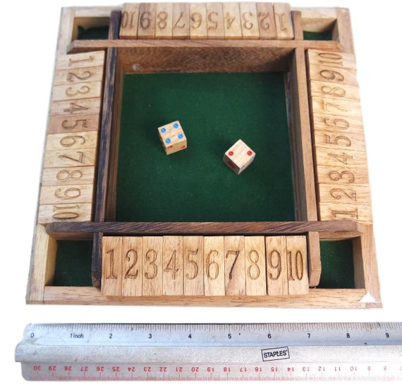 Vintage 12 Number Shut The Box Wooden Board Game