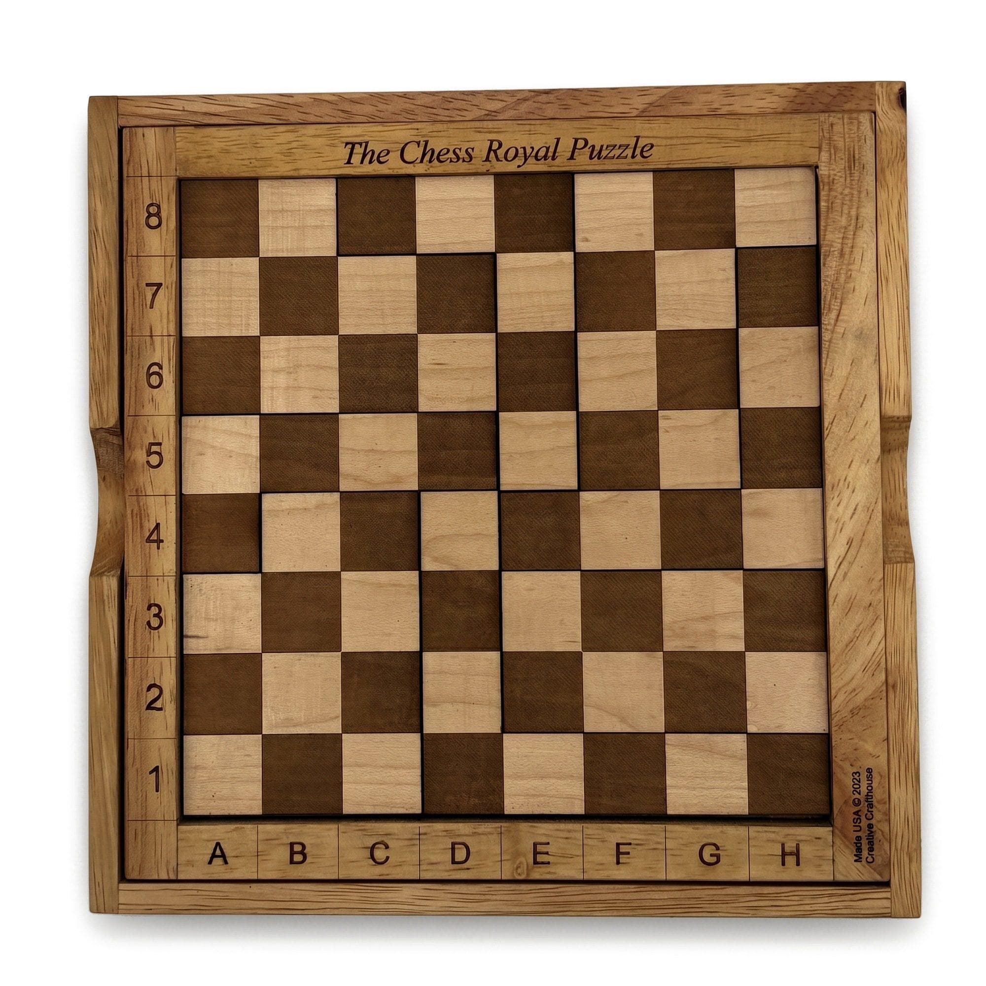 Broken Chessboard Puzzle - 8 Pieces Wooden Brain Teaser Game