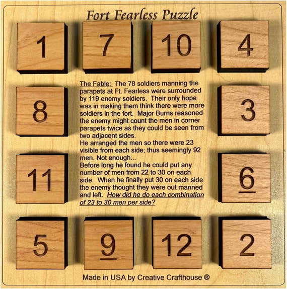 Fort Fearless 9 Math & Logic Puzzles to Solve All Wood With Base and Cover  