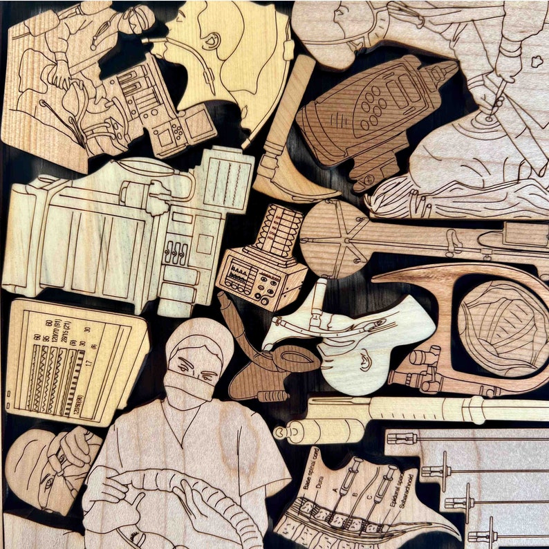 Anesthesiologist Wood Picture Frame Puzzle. Wood cover included. Made and designed by Creative Crafthouse in Hudson, Florida.