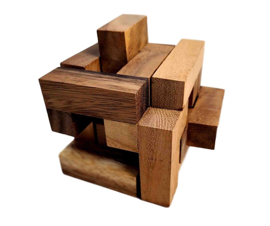 Century Cube Wood Sequential Puzzle Brain Teaser Etsy