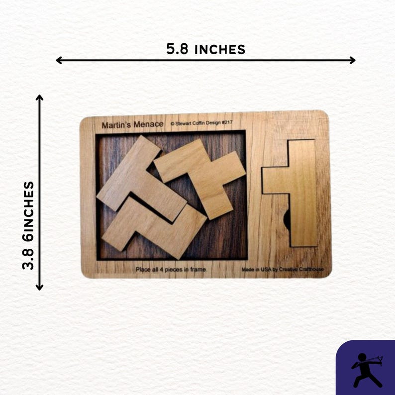 The Impossible Puzzle Series - Martin's Menace 4 Piece Brain Teaser for Adults - Extremely Hard Wooden Puzzle - Stockings Stuffer Under 20