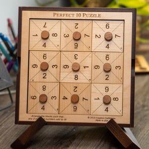 Brain Teaser Puzzle For Adults, Perfect 10 Puzzle, Wood Numbers Puzzle, Challenging Puzzle, Fun Math Puzzle, Brain Puzzle Game, Teens Puzzle