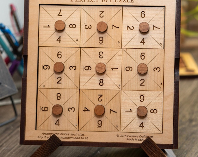 Brain Teaser Puzzle For Adults, Perfect 10 Puzzle, Wood Numbers Puzzle, Challenging Puzzle, Fun Math Puzzle, Brain Puzzle Game, Teens Puzzle
