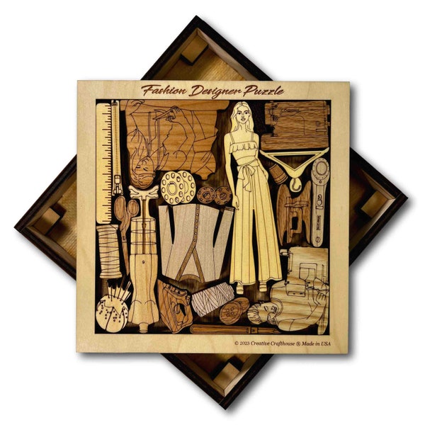 Fashion Designer Puzzle (Female Version) - A beautiful and Unique Wooden Picture Frame Brain Teaser Puzzle