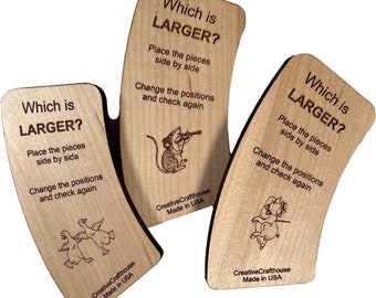 Which is Larger Optical Illusion Wood Puzzle, Laser Engraved Maple Brain Teaser, Interactive Logic Puzzle