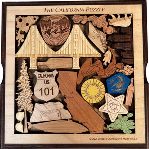 Personalizable Christmas Gift for Californians | The California Puzzle - Add a Laser Engraved Name or Message for a Unique Holiday Gift