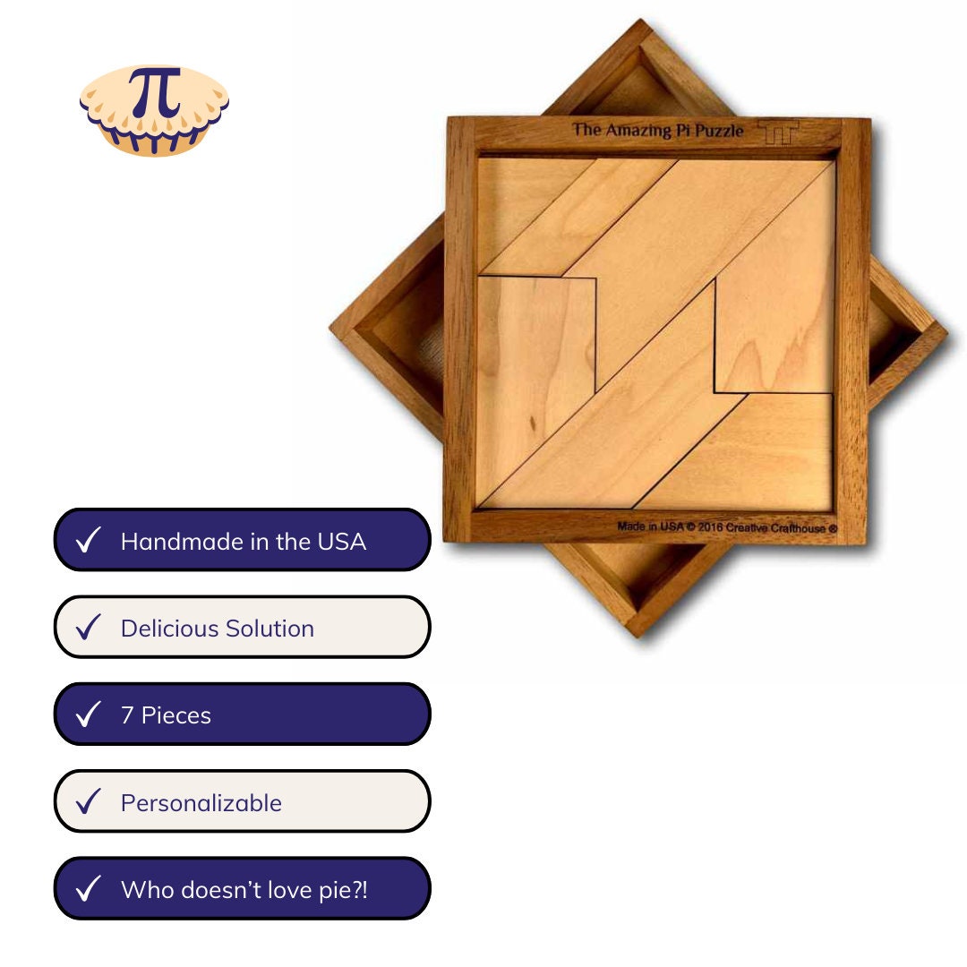 The Amazing Pi Puzzle, Wooden Math Puzzle, Custom Engraved Brain Teaser ...