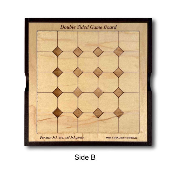 Universal Wooden Game Board Set Premium Edition for 5x5, 4x4, 3x3 Grid Games – Double Sided and Portable