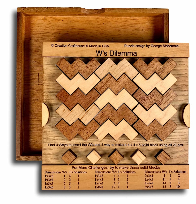 W Dilemma Puzzle 15 W's & 5 Unit Blocks With 17 Etsy