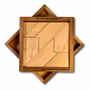 The Amazing Pi Puzzle, Wooden Math Puzzle, Custom Engraved Brain Teaser, Tangram Puzzle, Educational Puzzles, Personalized Pi Day Gifts