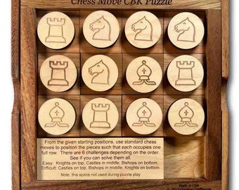 Chess Puzzle, Wooden Brain Teaser, Challenging Puzzle, Fun Chess Puzzle, Engraved Chess Puzzle For Adults, Logic Puzzle, Gift For Him