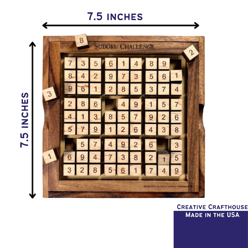 Our handmade Sudoku Board allows you to create your own custom Sudoku games. You will never have to worry about pen and paper again. This puzzle game makes a wonderful and unique gift for friends and family.