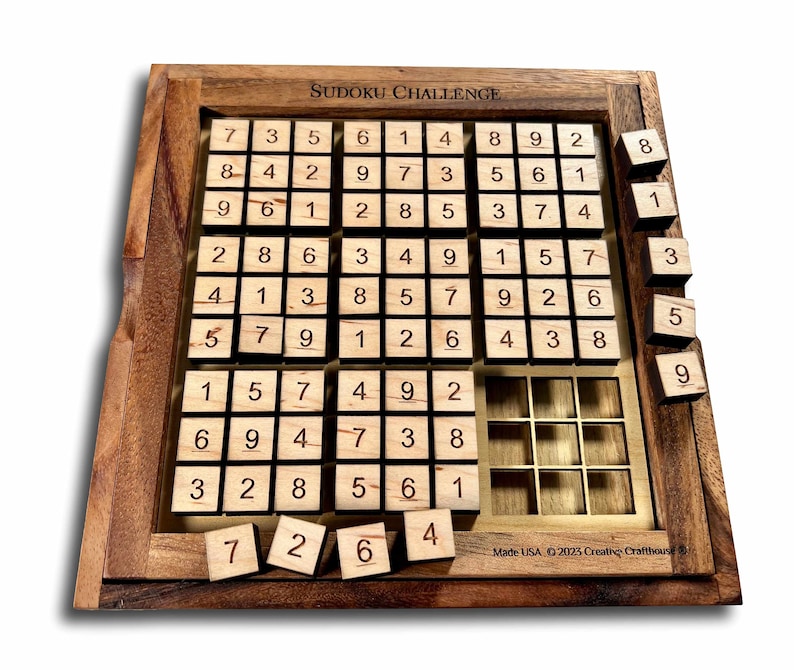 Our handmade Sudoku Board allows you to create your own custom Sudoku games. You will never have to worry about pen and paper again. This puzzle game makes a wonderful and unique gift for friends and family.