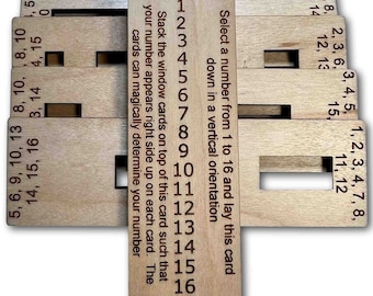 Wood Math Magic Trick Cards | 1-16 Number Reveal | Math Puzzle Brainteaser | Math Magic For Adults by CreativeCrafthouse