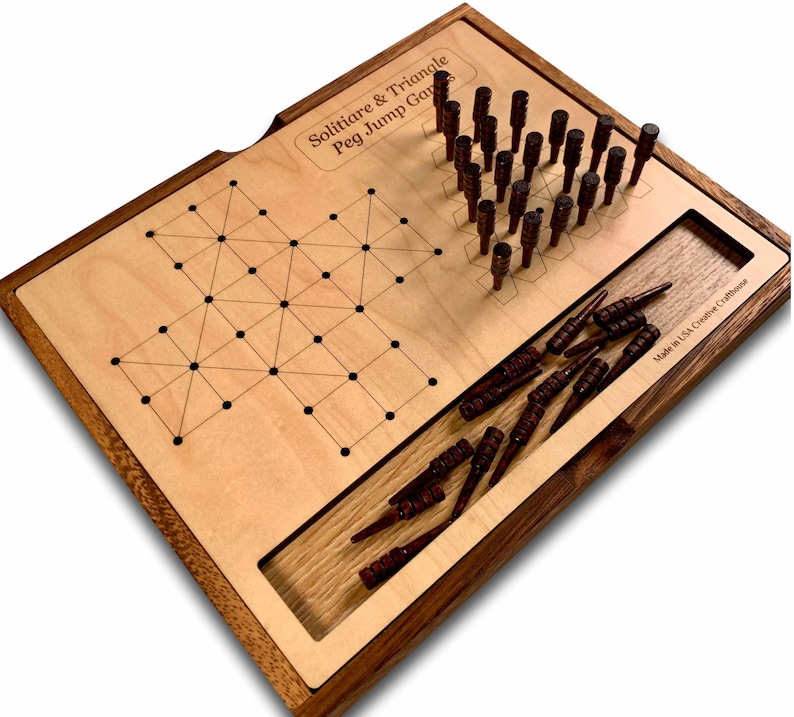Solitiare & Triangle Peg Jump Board Games Etsy