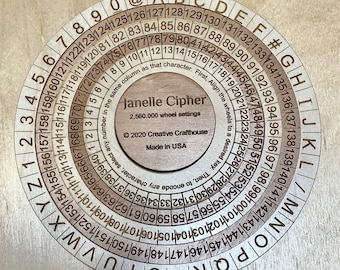 Janelle Cipher Wheel Device, Cipher Tool, Message Decoder, Encryption Device, Enigma Machine,  Cipher Disk Puzzle, Escape Room Prop, Encoder