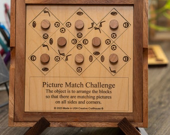 Difficult Puzzle Gift for Sports Fans - Picture Match Challenge - Sport Version - Wooden Brain Teaser Puzzle - Gift for Him