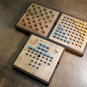 Handcrafted Wooden Game Trio - Chinese Checkers - Fox And Geese - Traditional Checkers - Family Game Night - All Ages Games - Fun Games