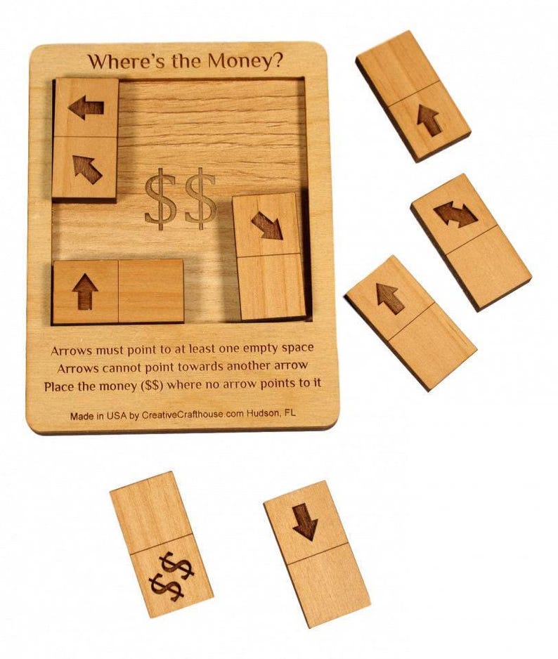 Puzzle Gift - Where's the Money - Wooden Brain Teaser Puzzle