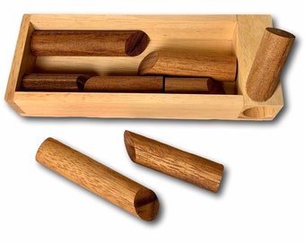 Rompecabezas de madera Log Jam - Rompecabezas de lógica de madera único - Rompecabezas mecánico de madera - Rompecabezas de madera de 8 troncos - Acertijo único y desafiante