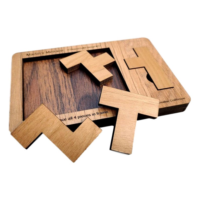 The Impossible Puzzle Series - Martin's Menace 4 Piece Brain Teaser for Adults - Extremely Hard Wooden Puzzle - Stockings Stuffer Under 20
