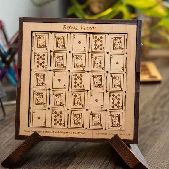 Poker Gifts For Men - Poker Players Puzzle - Royal Flush Wood Puzzle & Brain Teaser - Challenging Poker Brain Teaser - Game Room Decor