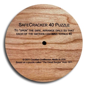 Safecracker 40 wooden math puzzle made by Creative Crafthouse