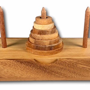 Tower of Hanoi Puzzle, 7 Rings Puzzle, Custom Classic Wooden Puzzle, Difficult Brain Teaser, Logic Puzzle, Hard Ring Puzzle, Engraved Puzzle