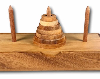 Tower of Hanoi - 7 Rings - Classic Wooden Puzzle - Brain Teaser