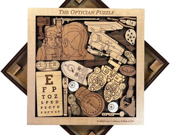 Personalisierbares Geschenk für Optiker - Das Optiker Puzzle - Einzigartige Laser Cut Brain Teaser - Perfekt als Dankeschön, Geschenk zum Ruhestand