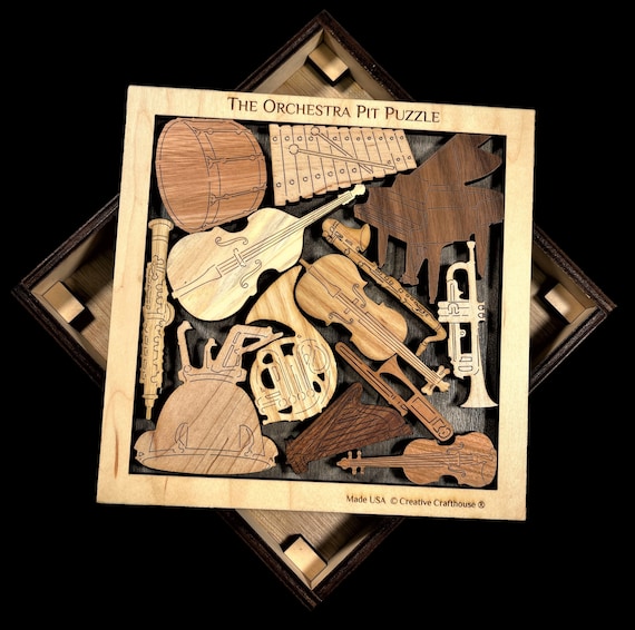 Orchestra Pit Wood Puzzle, Brain Teaser for Music Lovers, Wood
