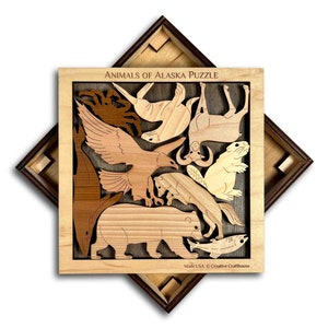 Animals of Alaska Wood Puzzle - artistic and challenging - can be personalized