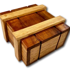 Wooden Puzzle Box Level 2 with Hidden Compartment | Money & Jewelry Box | Brain Teaser Gift for Desk or Decorative Puzzle | Handmade Box