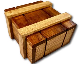 Wooden Puzzle Box Level 2 with Hidden Compartment | Money & Jewelry Box | Brain Teaser Gift for Desk or Decorative Puzzle | Handmade Box
