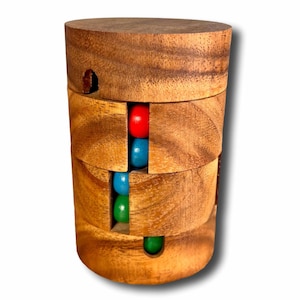 Twist And Shout Puzzle, Wooden Cylinder Game, Wood Brain Teaser, Kids Puzzle Game, Fun Puzzle, Challenging Puzzle, Spinning Puzzle For Kids