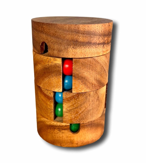 Twist And Shout Puzzle, Wooden Cylinder Game, Wood Brain Teaser, Kids Puzzle Game, Fun Puzzle, Challenging Puzzle, Spinning Puzzle For Kids