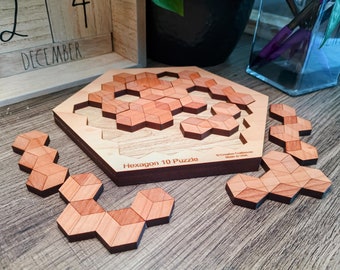 3d Puzzle for Kids Montessori Toy for Children Wood Puzzle Gift for Girl or Boy, The Hexagon 10 Brain Teaser